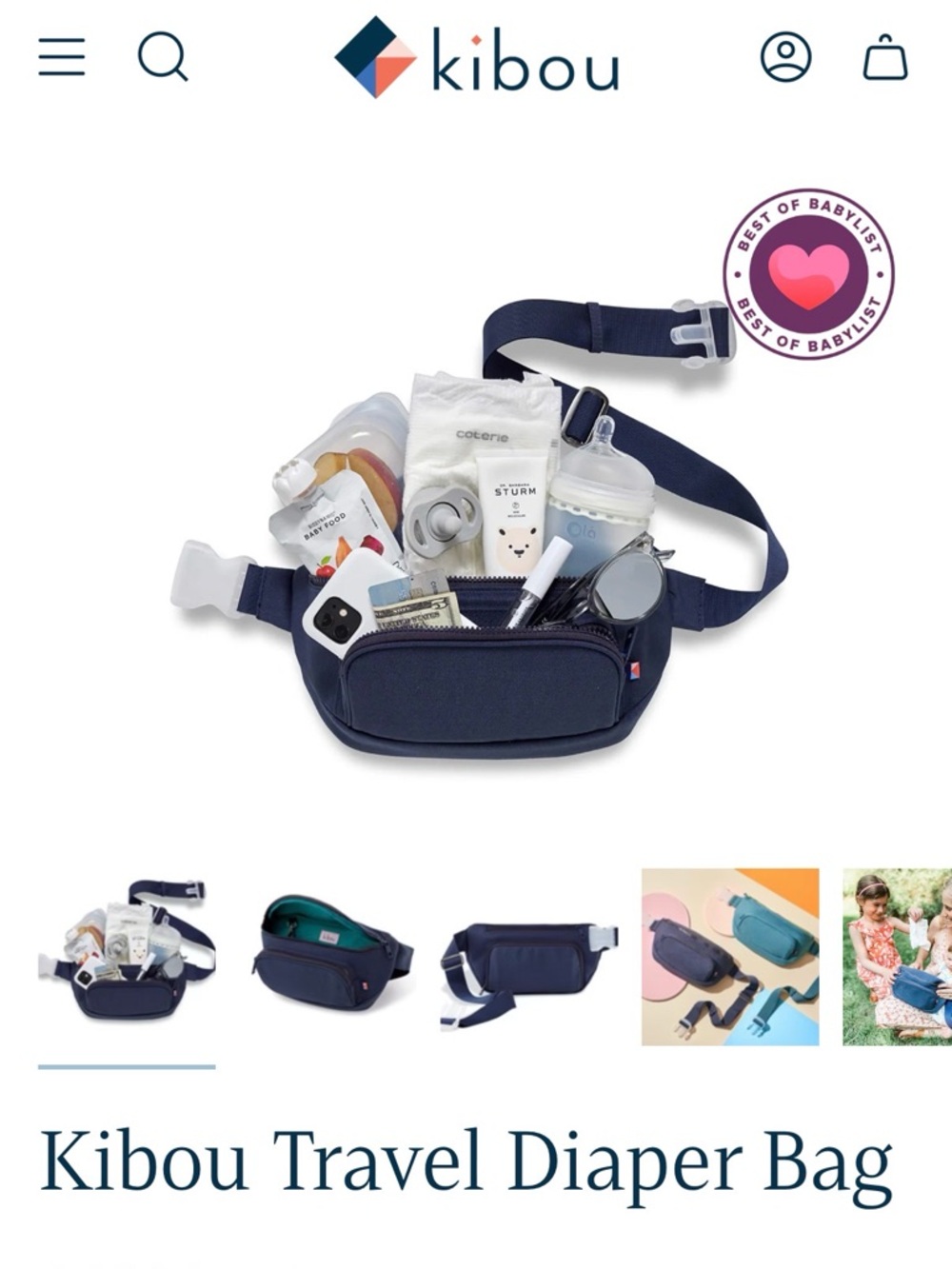 Kibou Travel Diaper Bag canvas belt bag